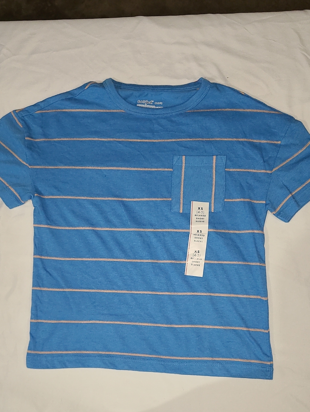 Cat & Jack Blue Striped Pocket Tee
